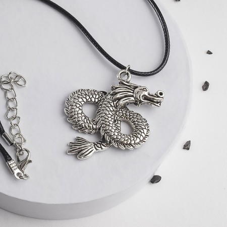 Piece on the cord "Snake", color black silver on a black lace, 42 cm