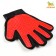 Glove - a brush for wool on the right hand with elongated cloves, red