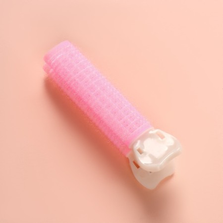 Bigudi for a basal volume, with a clamp, 2 × 1 cm, 10.7 cm, pink/beige color-7
