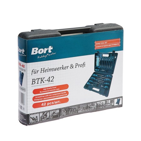 Набор ручного инструмента Bort BTK-42, сталь CrV, 42 предмета в чемодане-3