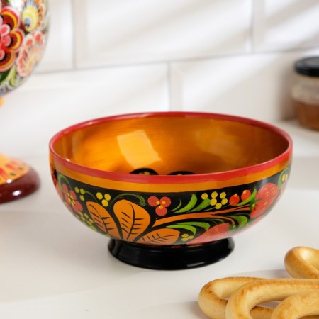 Salad bowl, medium, 14 × 7.5 cm, Khokhloma-4
