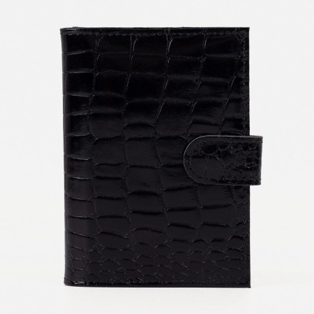 Cover for autoDocations and passports on the button, crocodile, black color