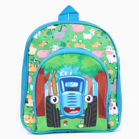 Backpack of a textile ditch with a pocket 30*25*9cm, Blue Tractor-1