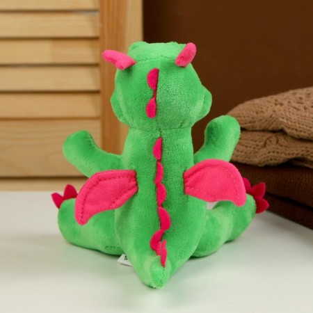 Soft toy "Dragon", with pink wings, 18 cm, green color-3