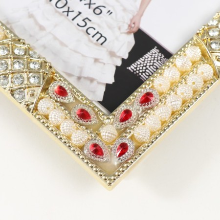 Photo frame 3082 10x15 cm "Pearls" plastic, col. gold-2