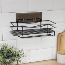 Shelf on Velcro of the Dolyan, with a holder for towels, 30 × 13 × 10 cm, black color