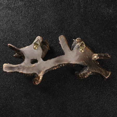 Suspended decor "A branch with two birds" bronze-2