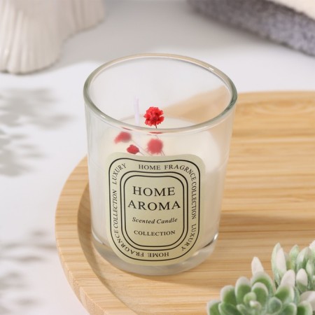 Aromatic candle in a glass "Sweet Love", white tea, flowers mix, 5.5x6.5 cm-3