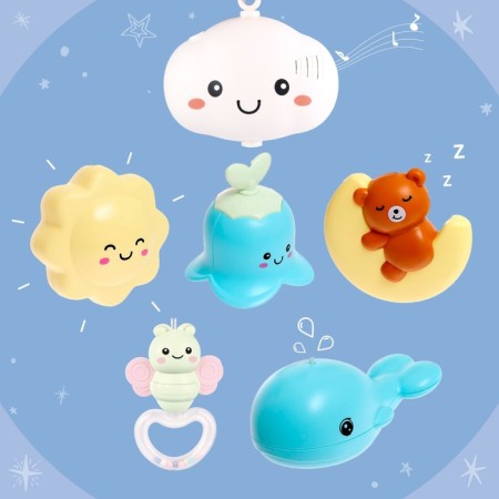 Mobile musical "Magic dreams", sound, light, blue color-3