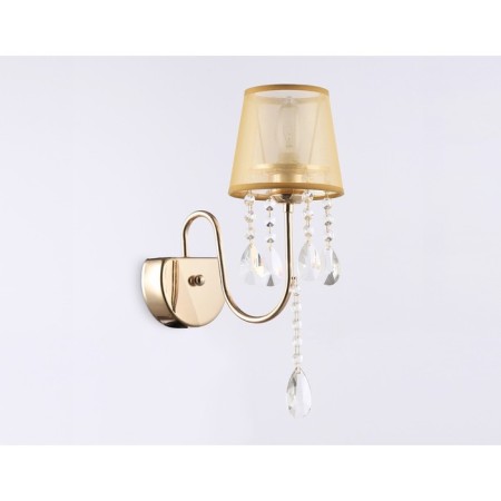 Wall lamp with lampshade and crystal Ambrella Light, Traditional, TR4596, 1HE14, Color Gold-2