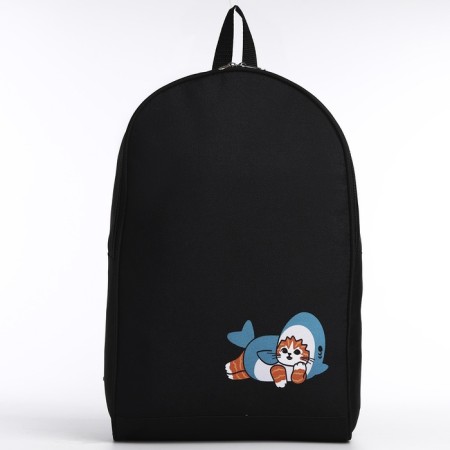 School textile backpack "Cat in a suit", 38x14x27 cm, black color-2