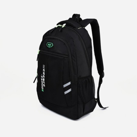 Male backpack on lightning, external pocket, black/green color