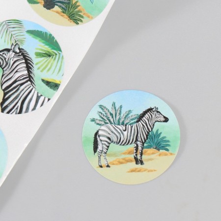 Sticker Paper "Zebra" embossing silver d = 3.8 cm 252 pcs in the roll-2