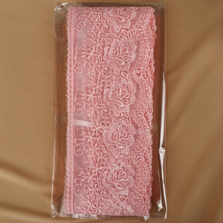 Lace on a grid, 105 mm × 11 ± 1 m, pale pink color-2