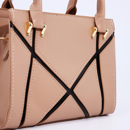 Bag Female Tout with zipper, beige color-3