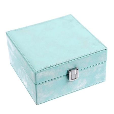 Casket to the leatherette for jewelry "Silver shine on blue" 8x14.5x14.5 cm-7