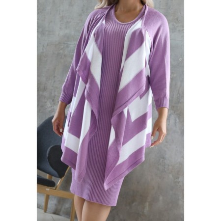 Cardigan female, size 52, lilac color, white-3