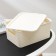 Storage basket with a birch bark lid, 3 l, 23.5 × 17.3 × 10.5 cm, ivory color