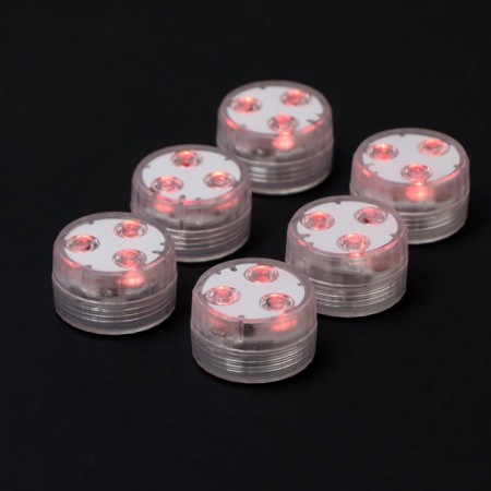 Waterproof lamp minimal mini, 3 x 1.9 cm, 6 pcs, from CR2032 (in the set), remote control, rgb, IP68
