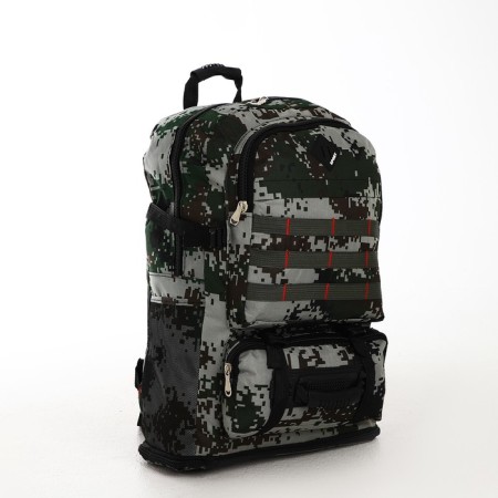 Tourist backpack on lightning, with an increase, 4 outer pockets, green color-4