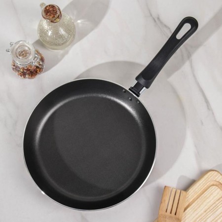 The “Expert” pan, D = 24 cm, glass cover, plastic handle, anti -stick coating, burgundy color-1