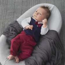 A set for the boy Kinderlitto “Young gentleman-4”, 3 subjects: cap, pants, body, height 80-86 cm, dark blue color