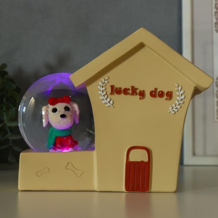 Souvenir Polystone Water Ball Light/for pens "dog at the booth" mix 13x7x17 cm-8