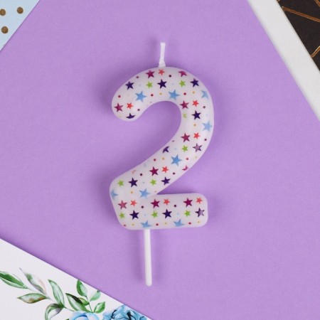Candle for the cake, number "2", stars, 5.5 x 8 cm.-2