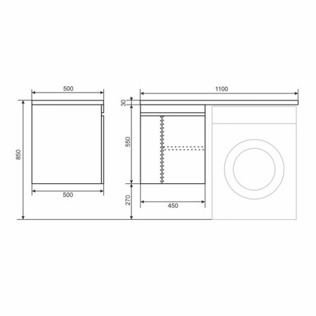 Tumbling for the washing machine Uperwood Magenta, 50 cm, suspended, white/graphite, with doors-3