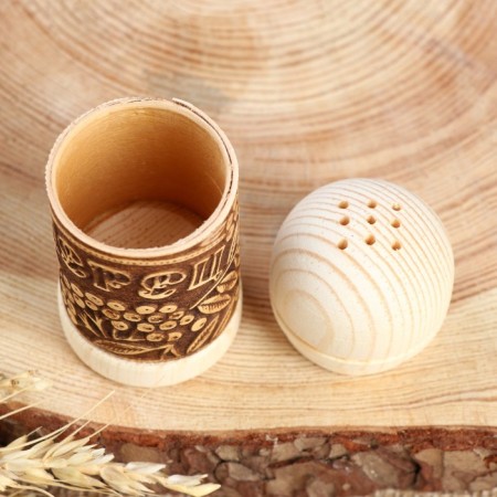 Solonka "Rowan" (pepper), 4x9 cm, birch bark-3