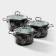 Set of pan Magia, 2 l, 3 l, 4 l, glass cover, induction, black