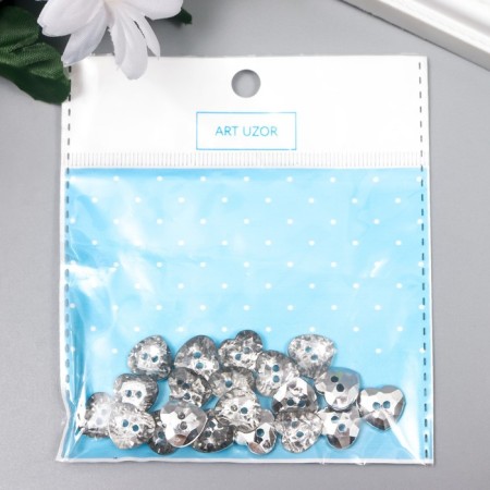 Buttons plastic for creativity crystal "heart" set of 20 pcs 1x1.2 cm-2