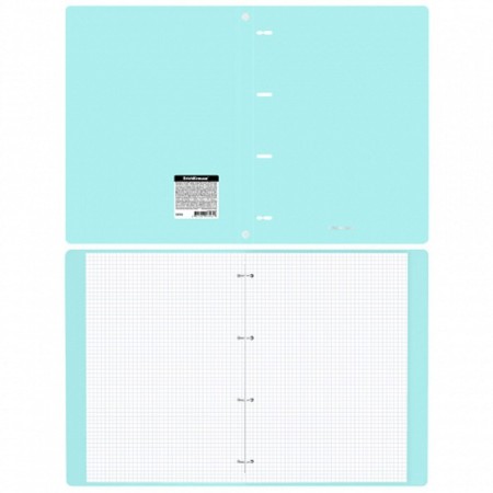 Notebook on A4 rings, 80 sheets in the Erichkrause "Pastel Mint", plastic cover, offset unit, whiteness 100%, mint-1