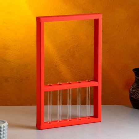 Kashpo wooden 28 × 4.5 × 40 cm with 5 flasks "Extra frame", red giving beautifully-1