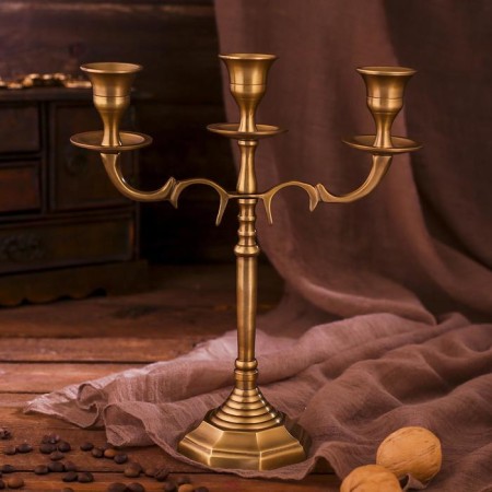 Brass Brass for 3 candles "Dream" 8.5x21x24.5 cm-1