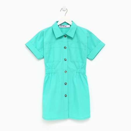 Children's dress with kaftan pockets, size 30 (98-104 cm), green color-5