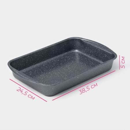 The baking sheet of the rectangle. Marble ”, 38.5 × 24.5 × 5 cm, anti -stick coating, gray color-2