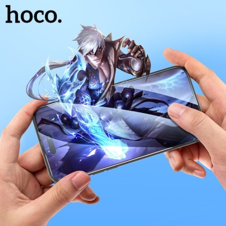 Hoco protective glass for iPhone 14 Pro, with a frame for installation, full glue, 0.33 mm, 9h-12