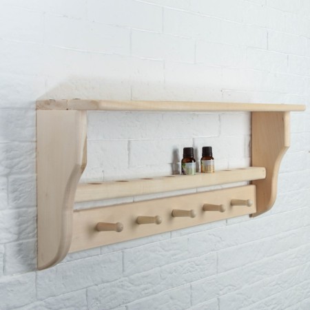 Shelve-linen "Lotus" 5 hooks, 70x10x26cm-1