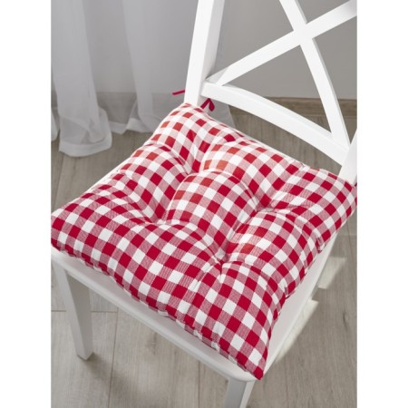 Pillow on the chair of the check, size 40x40 cm, red color-4