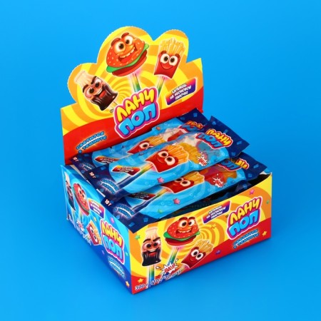 Lunch Caramel "lunch pop", on a luminous stick, assorted, 10 g