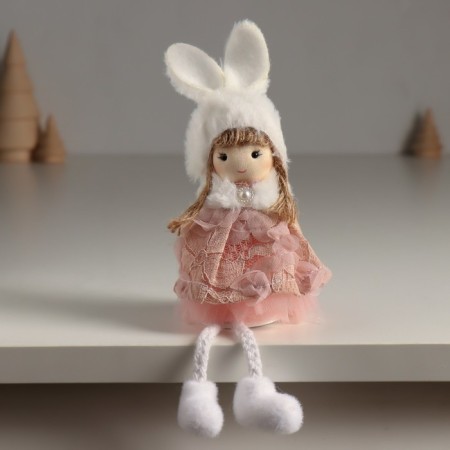 Interior doll "Angel in a flower dress in a hat with ears" 5.5x7x19.5 cm