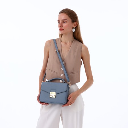 Women's bag on the valve, Textura, small size, blue color-13