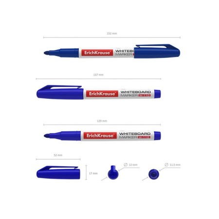 Marker for the Erichkrause W-110, 2.0 mm board, for writing on dry erasure boards, alcohol-based ink without xylol, blue-3