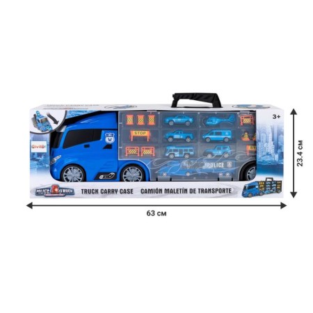 Auto -Vorot Case Givito "Police Plot", with cars, with a tunnel, blue color, 59 cm-7