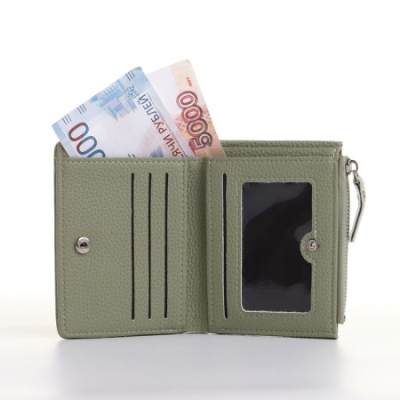 Women's wallet on the button, green color-4