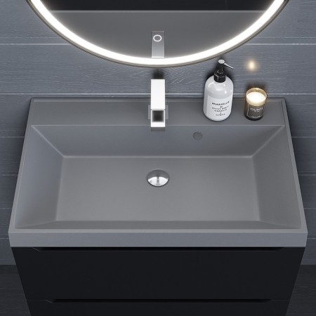 Sink uperwood Classic quartz 70 cm, quartz, gray matte, concrete-2