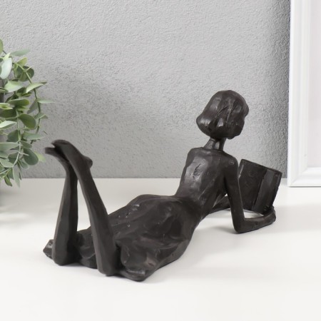 Polystone souvenir "Girl with the book" Black 12x31x12 cm-2