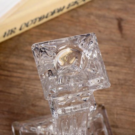 Glass of Glass for 1 candle "Column with rectangular" transparent 16.5x8.3x8.3 cm-4