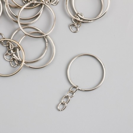The base for the key fob Ring metal with a silver chain 2.5x2.5 cm set 40 pcs-1